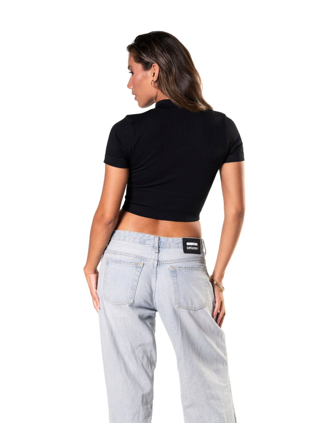 Seamless Ribbed Zip-Front Short Sleeve Crop Top - AuranovaWear