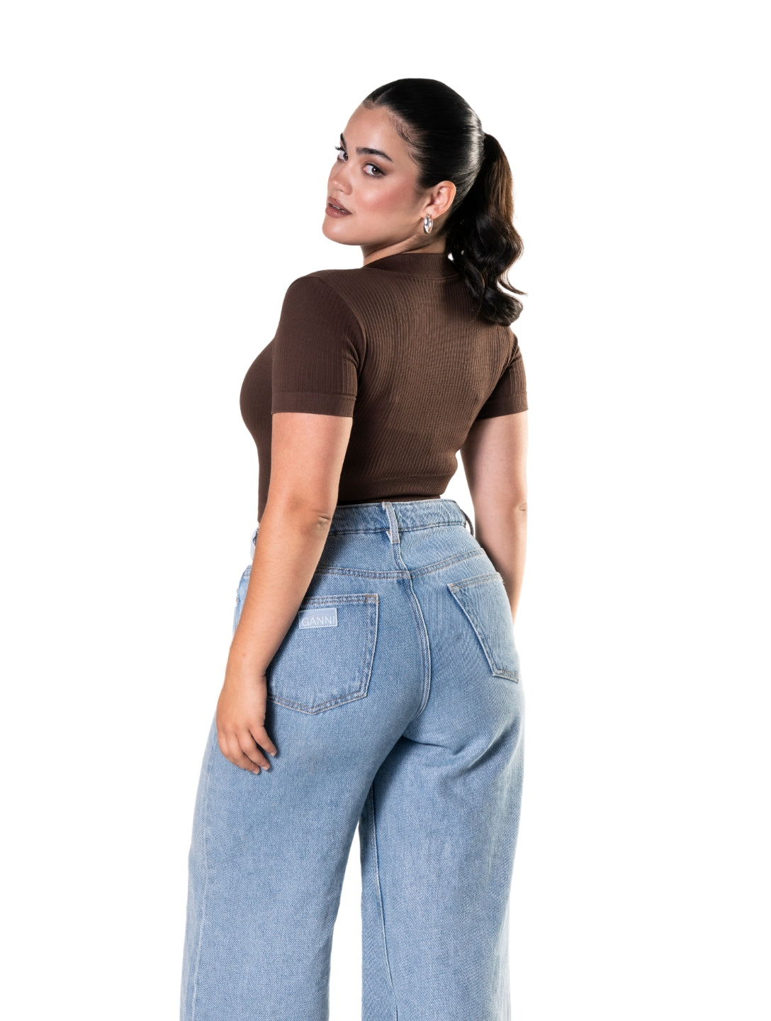 Seamless Ribbed Zip-Front Short Sleeve Crop Top - AuranovaWear