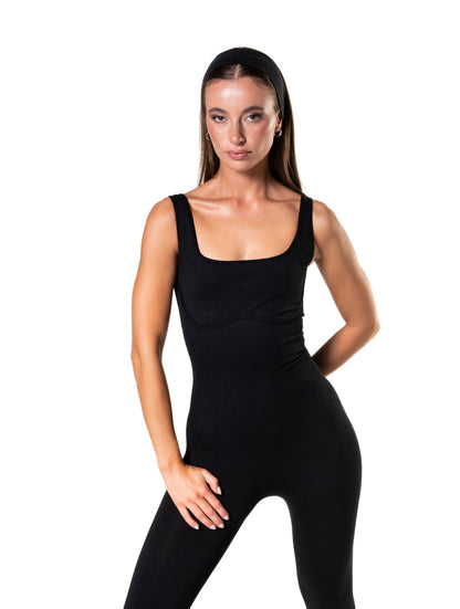 Square Neck U-Back Flared Jumpsuit - AuranovaWear